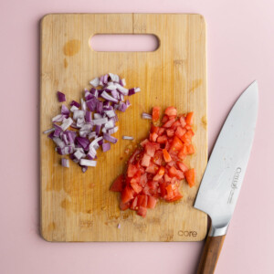Diced red onion and tomato