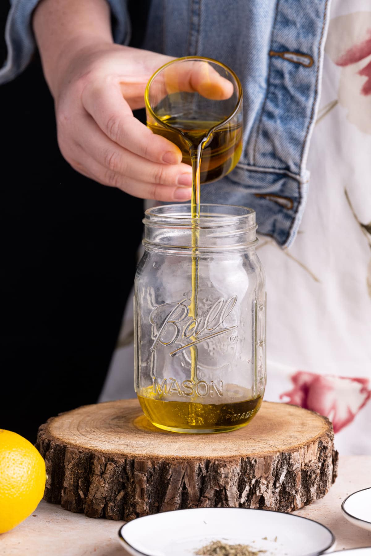 Adding olive oil to Greek Vinaigrette