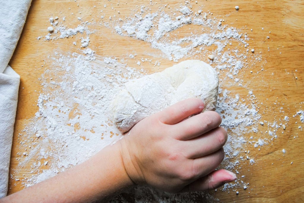 Quick Knead and Rise Pizza Dough - Kneading Process Shot