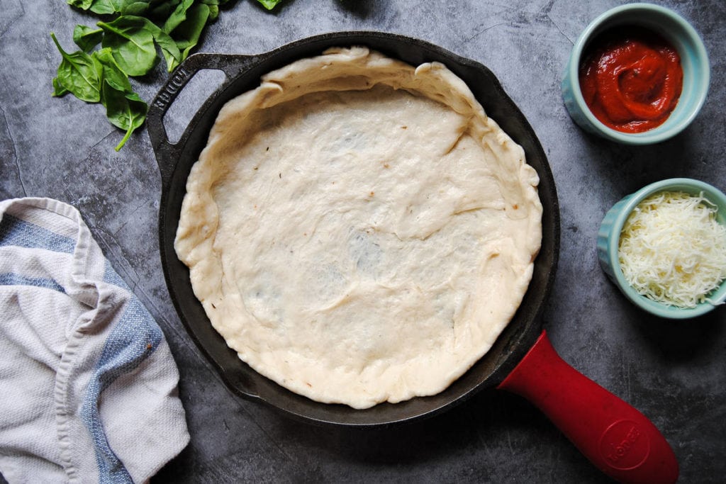 Quick Knead and Rise Pizza Dough - Cooking In Cast Iron