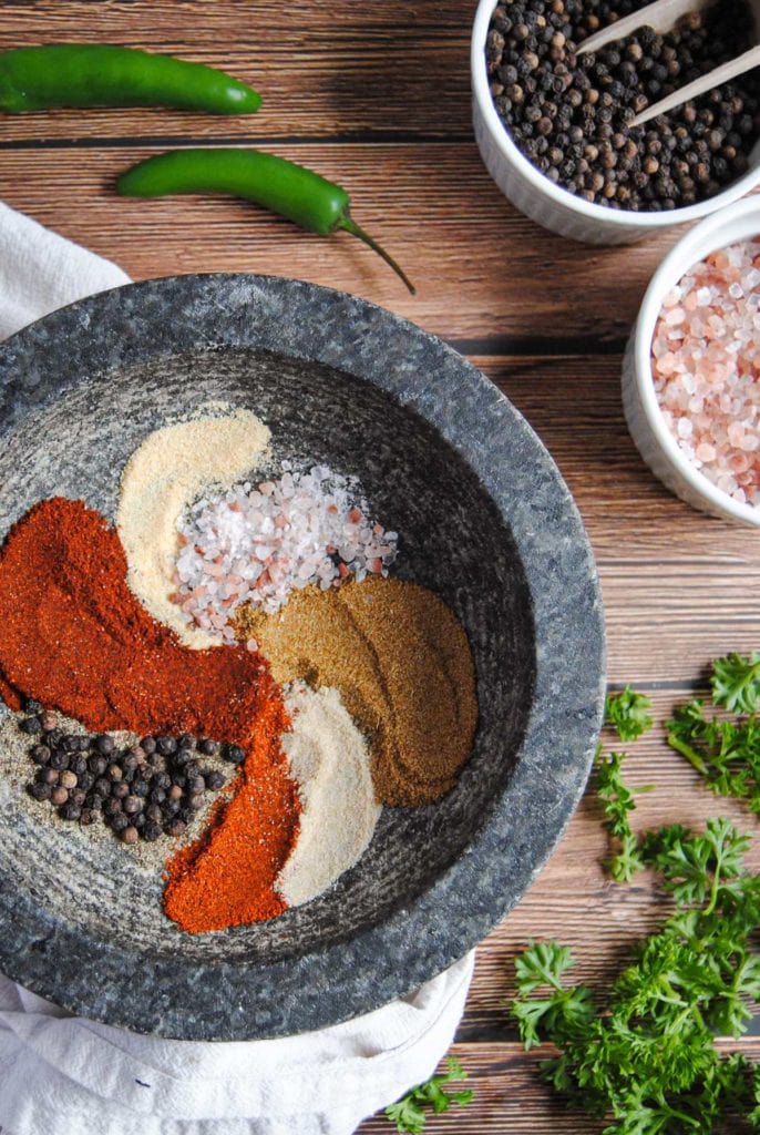 picture of spice blend in mortar and pestle