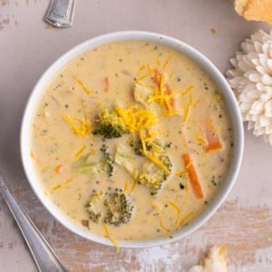 Bowl of Vegetarian Broccoli Cheddar Soup