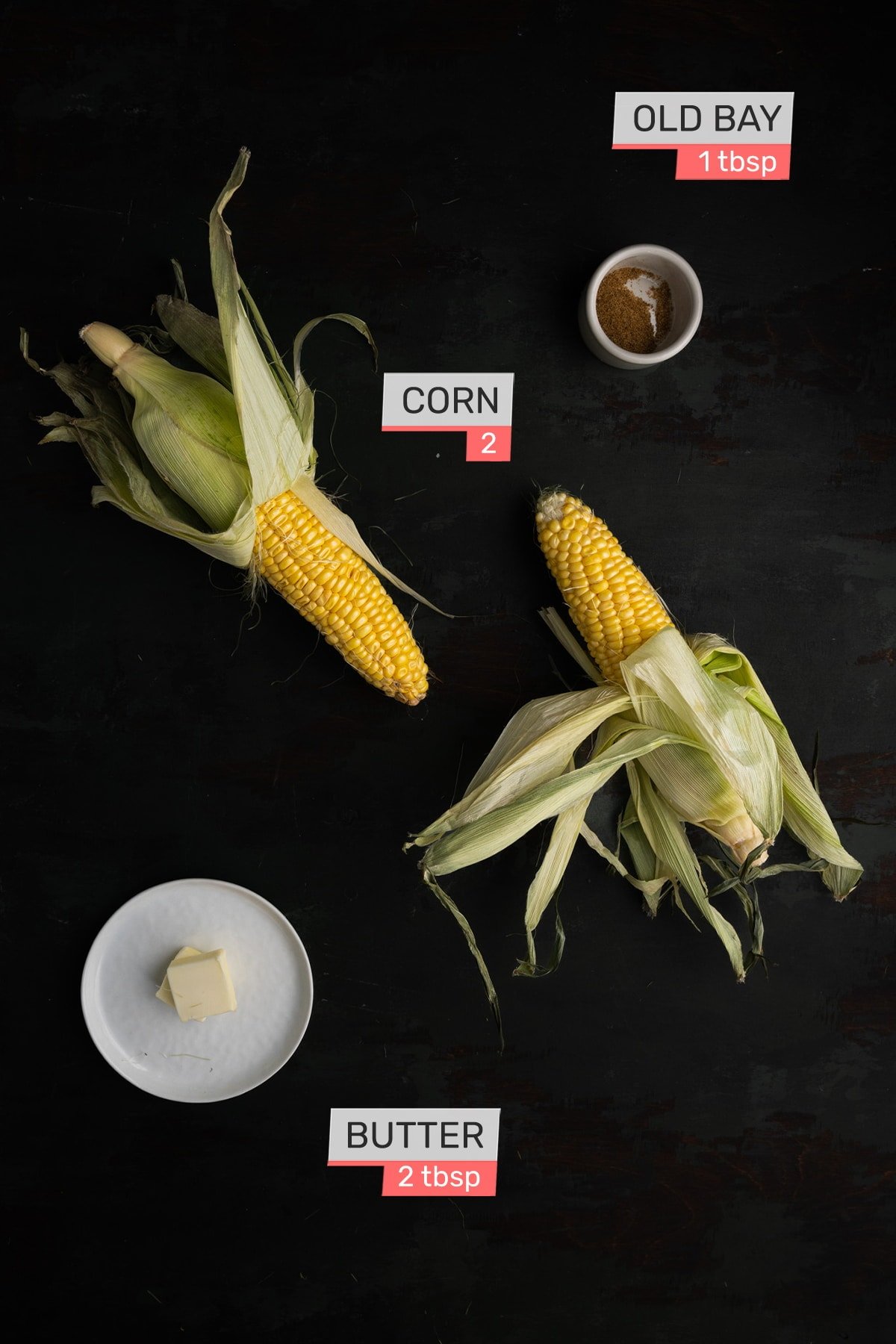 Corn, butter and old bay seasoning