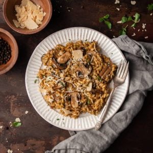 Gourmet Truffle Mushroom Risotto on a plate