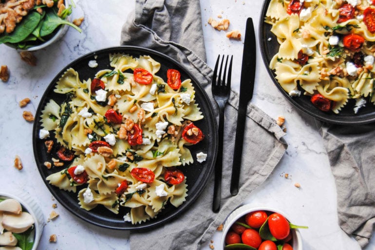 Sherry Bow Tie Pasta With Roasted Tomatoes - Featured Image