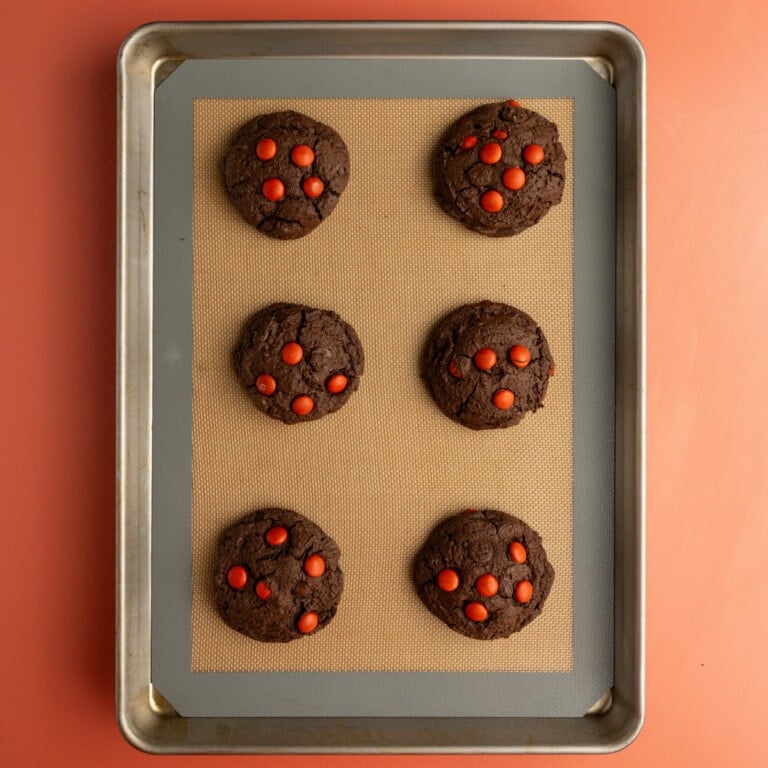 Chocolate Halloween cookies fresh out of the oven