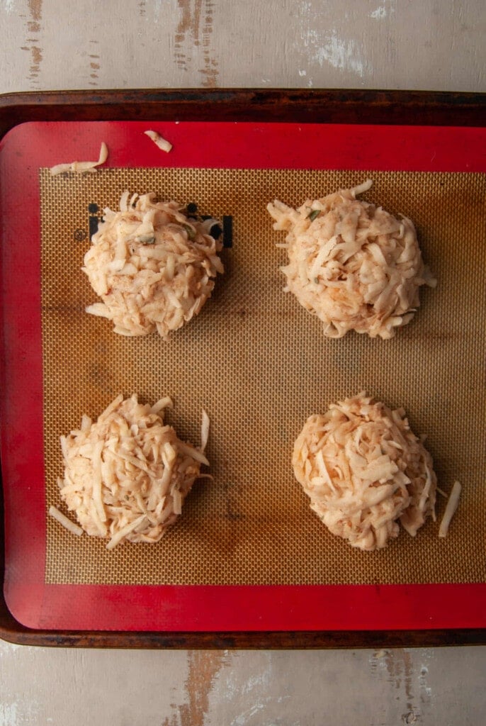 shaping latkes to get ready to fry