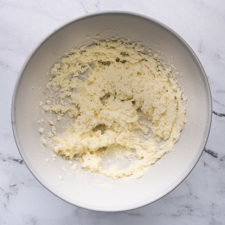 Butter and sugar creamed together to make cookie dough