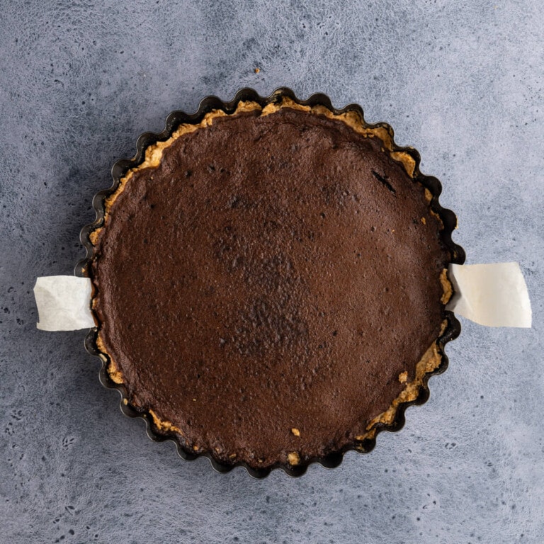 Baileys Hot Chocolate Tart just out of the oven