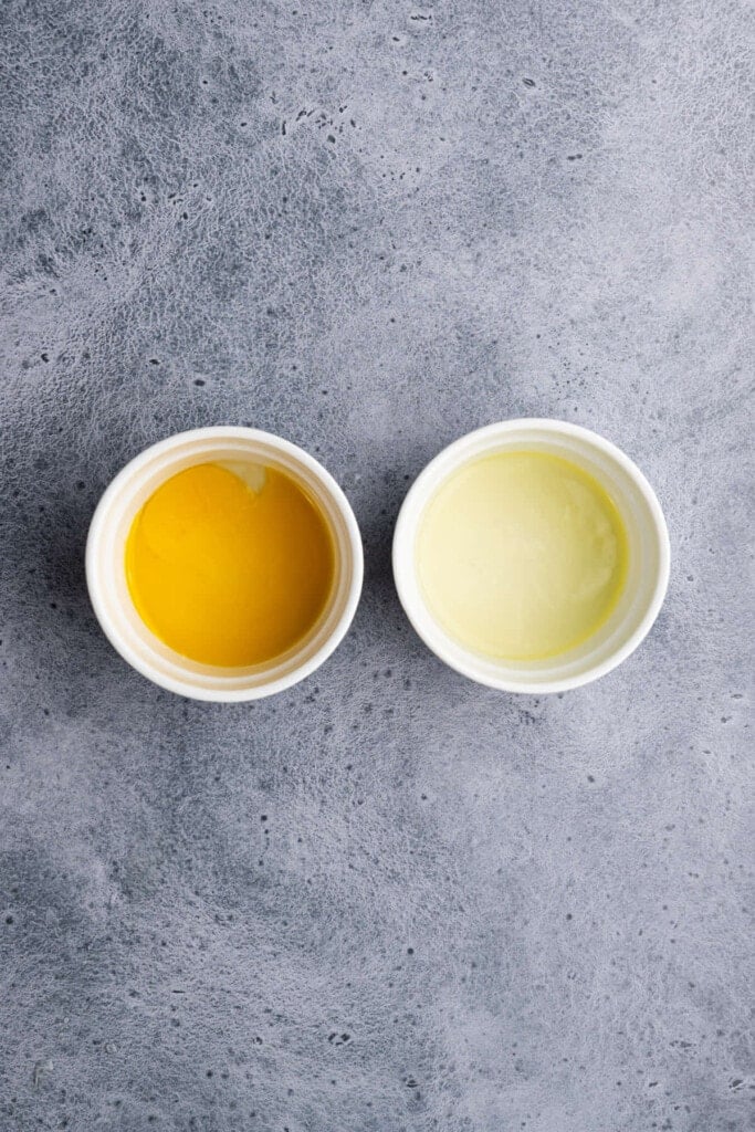 Separated egg yolk and egg whites