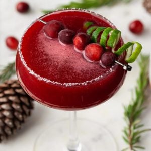 close up of leftover cranberry cosmo