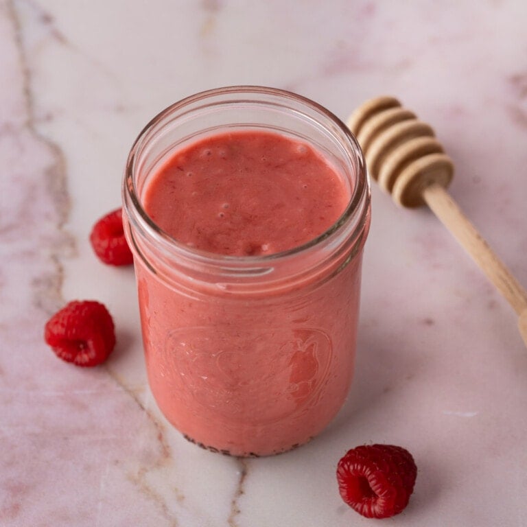 Raspberry Vinaigrette in a glass jar