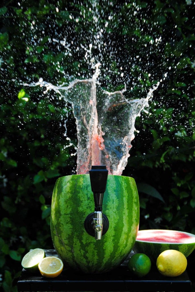 Sangria Splashing Out of a Watermelon