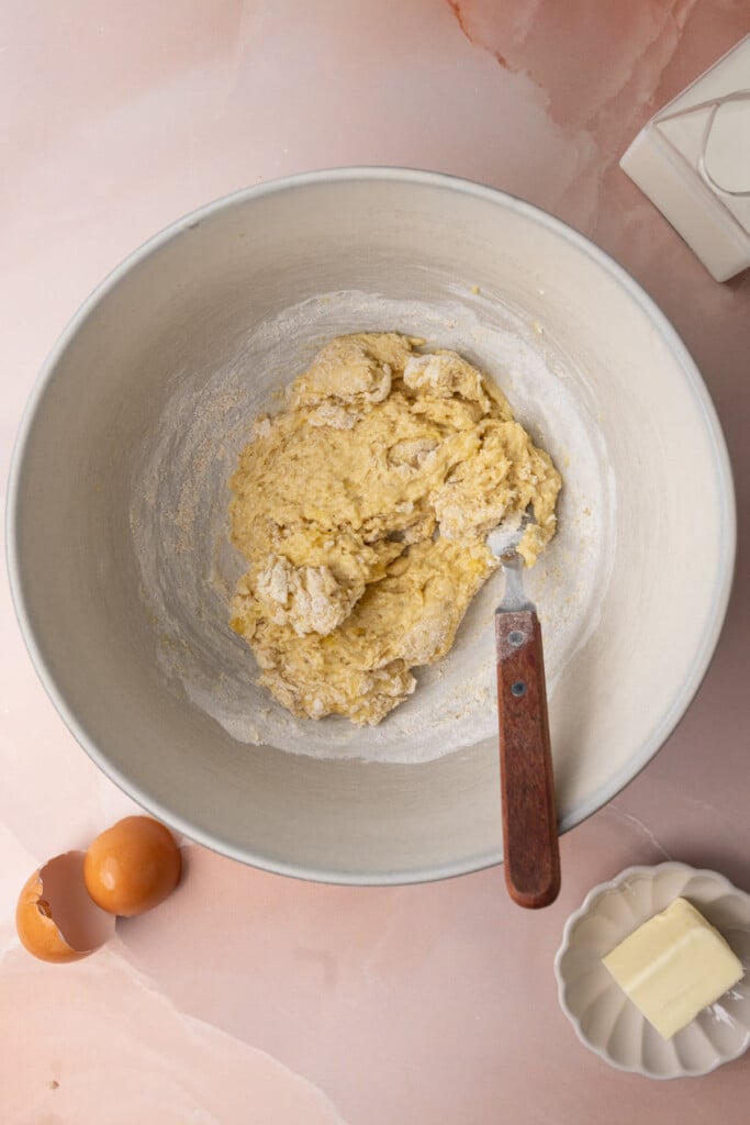 Banana pancake batter before thinning out with milk. 