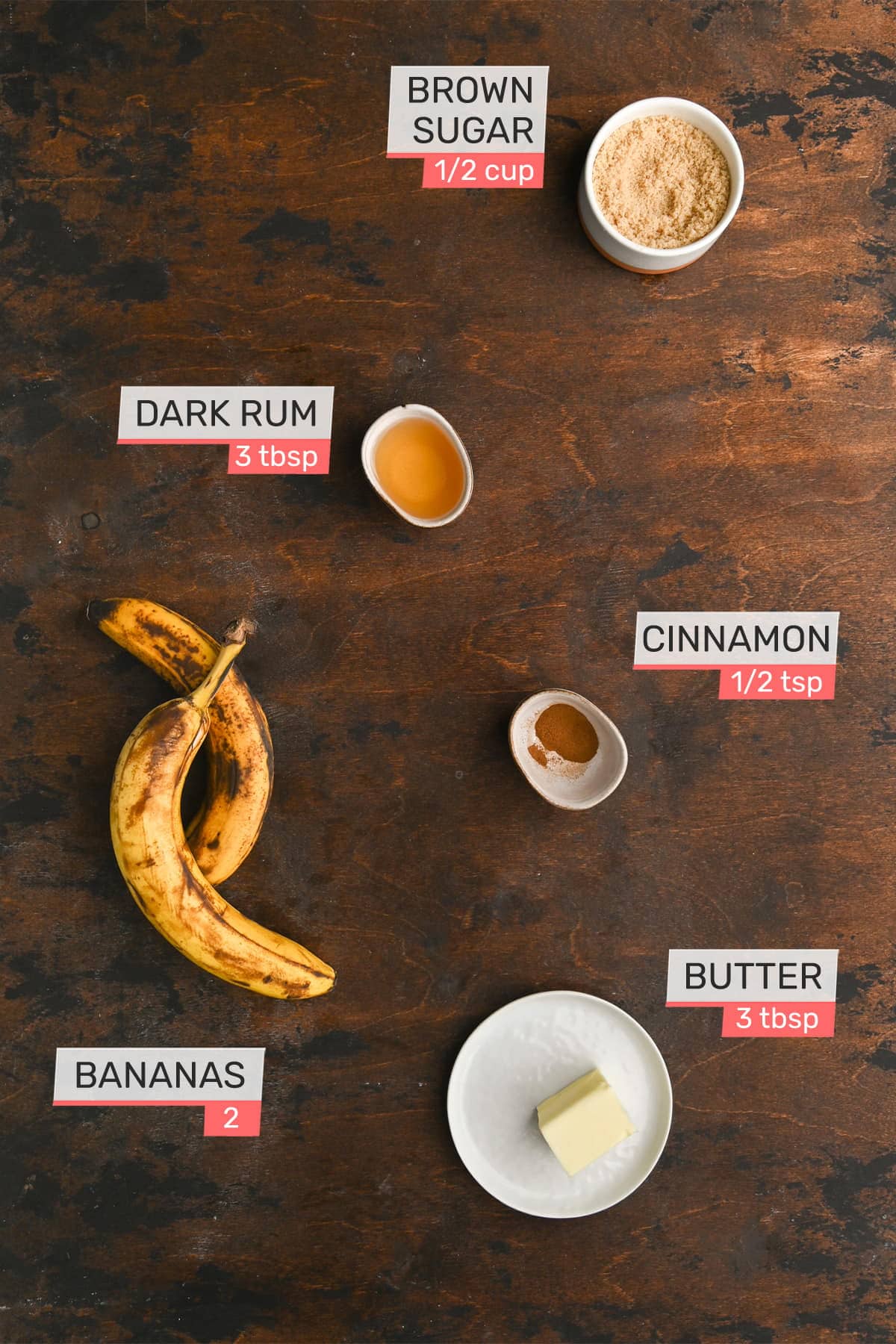 butter, rum, brown sugar, cinnamon, and bananas