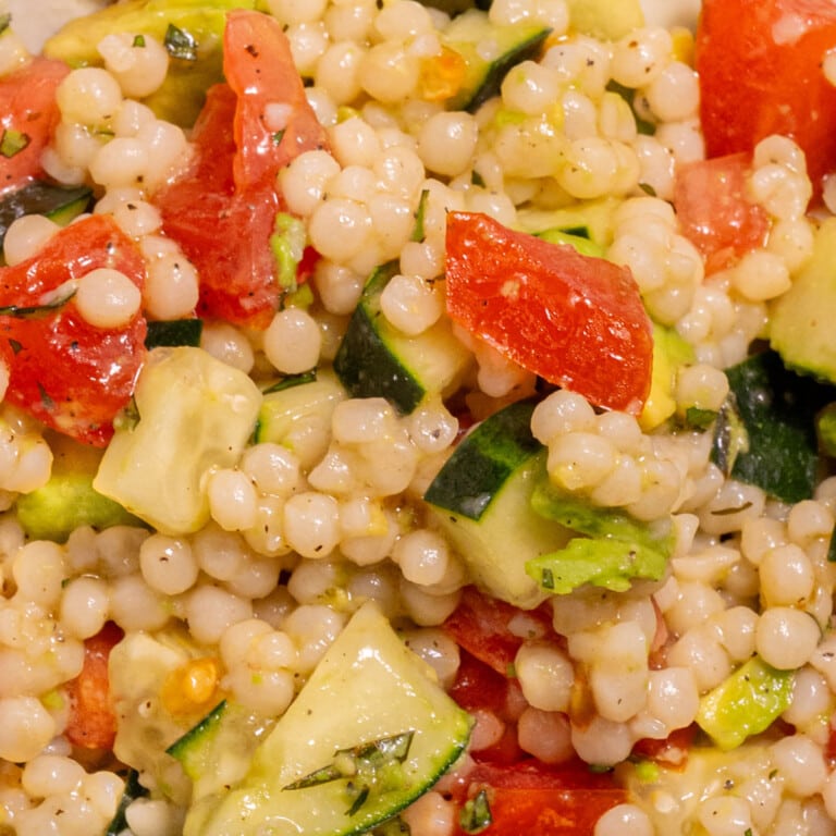 Close up of Vegan Couscous Salad
