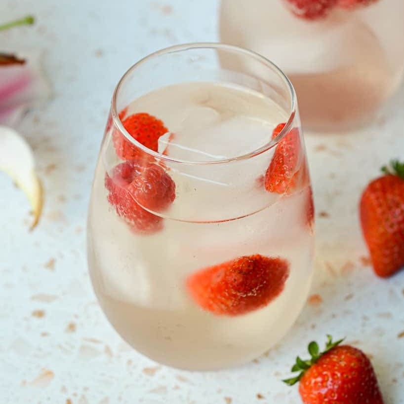 Close-up of Rose Sangria with Berries glass