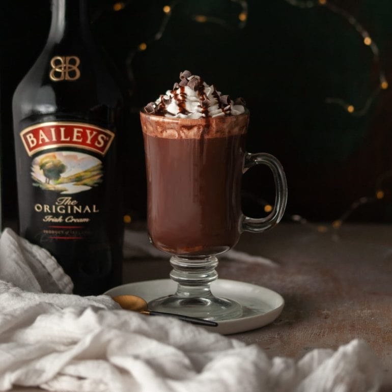 Glass Mug of Bailey's Hot Chocolate
