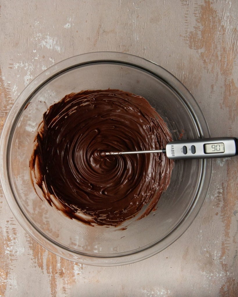 Using a Candy Thermometer to Monitor Chocolate Temperature while Tempering