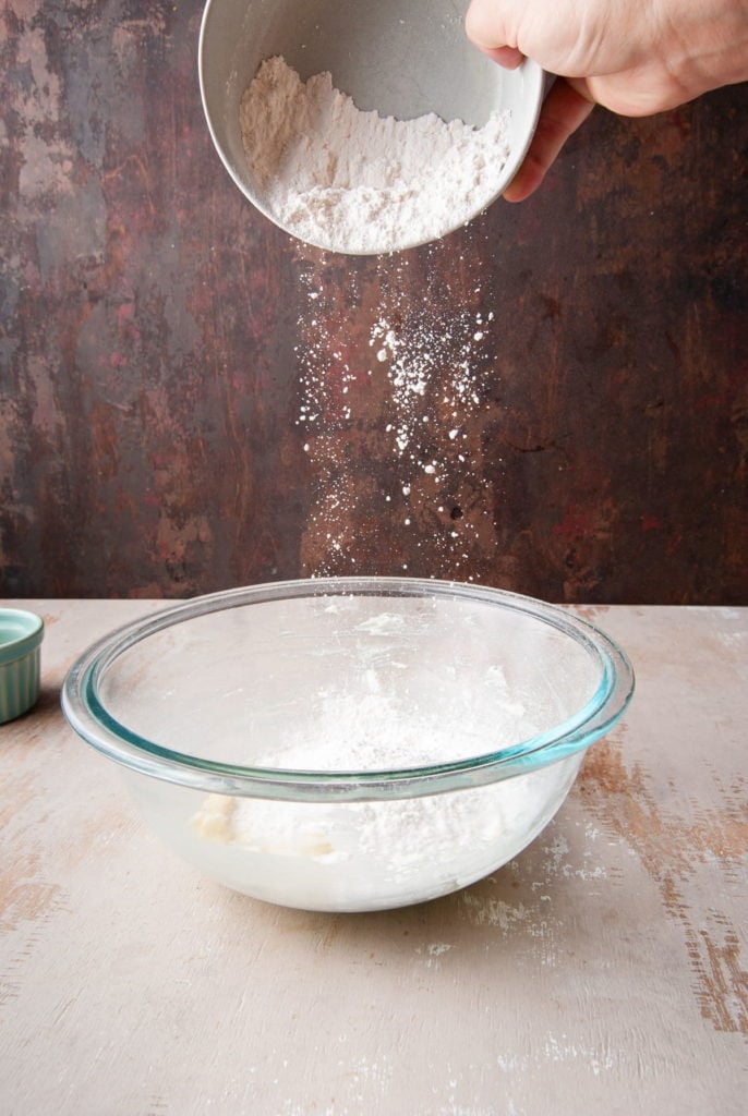 adding powdered sugar to margarita cookie dough