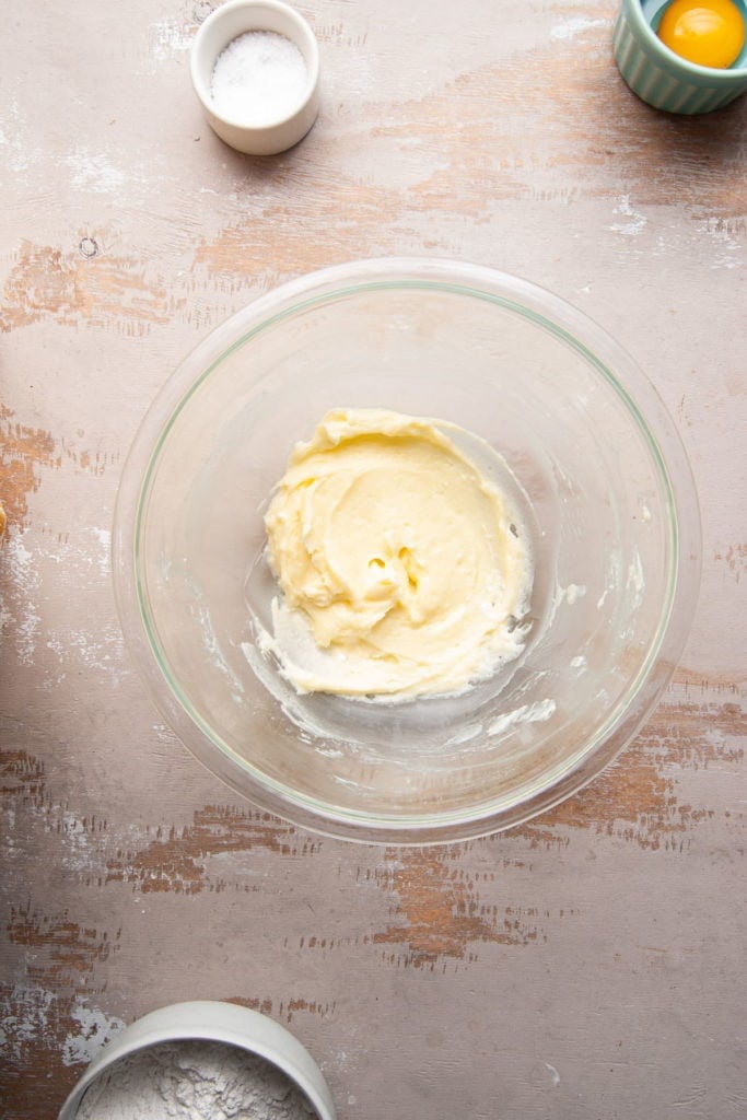 creamed butter and powdered sugar for margarita cookies