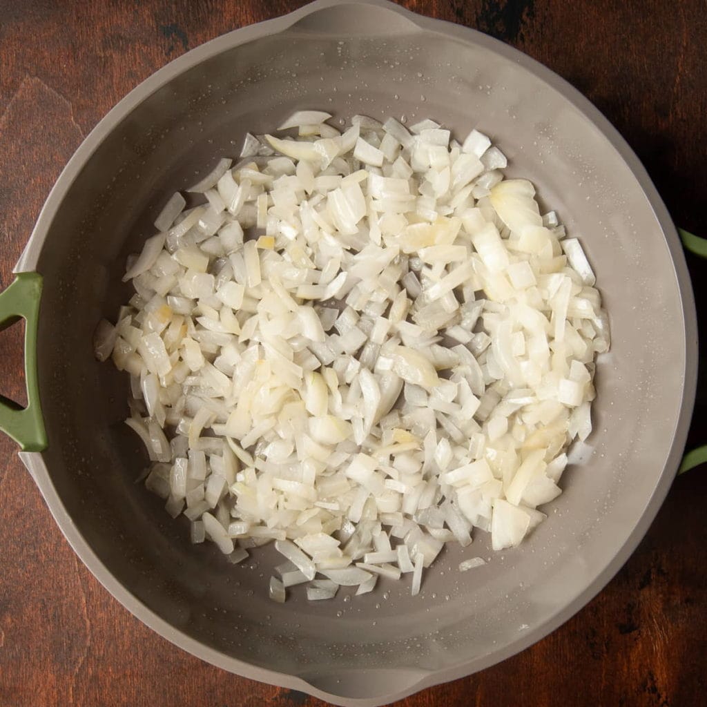 onion caramelizing in a saucepan