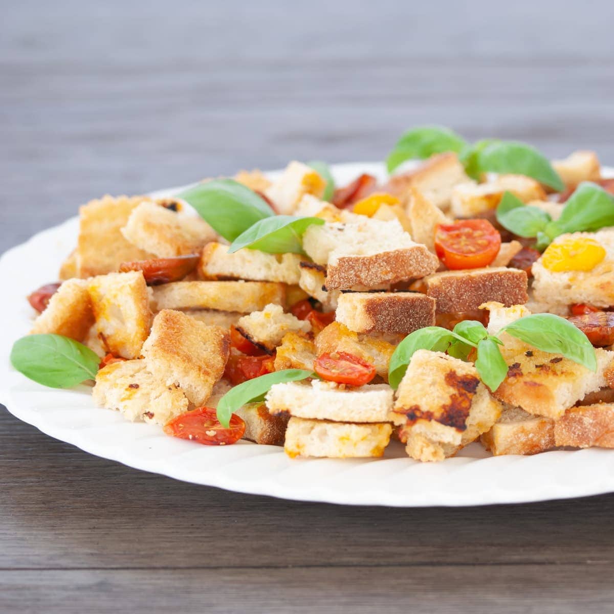 platter of vegan panzanella