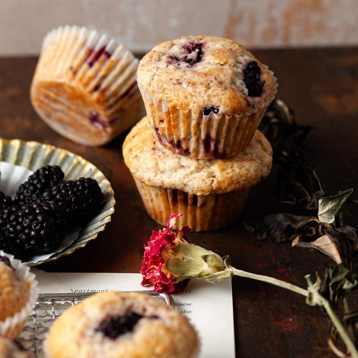 Fluffy Vegan Blackberry Muffins