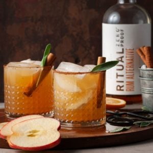 Apple Cider Spiced Rum Mocktail with Ritual Rum Alternative