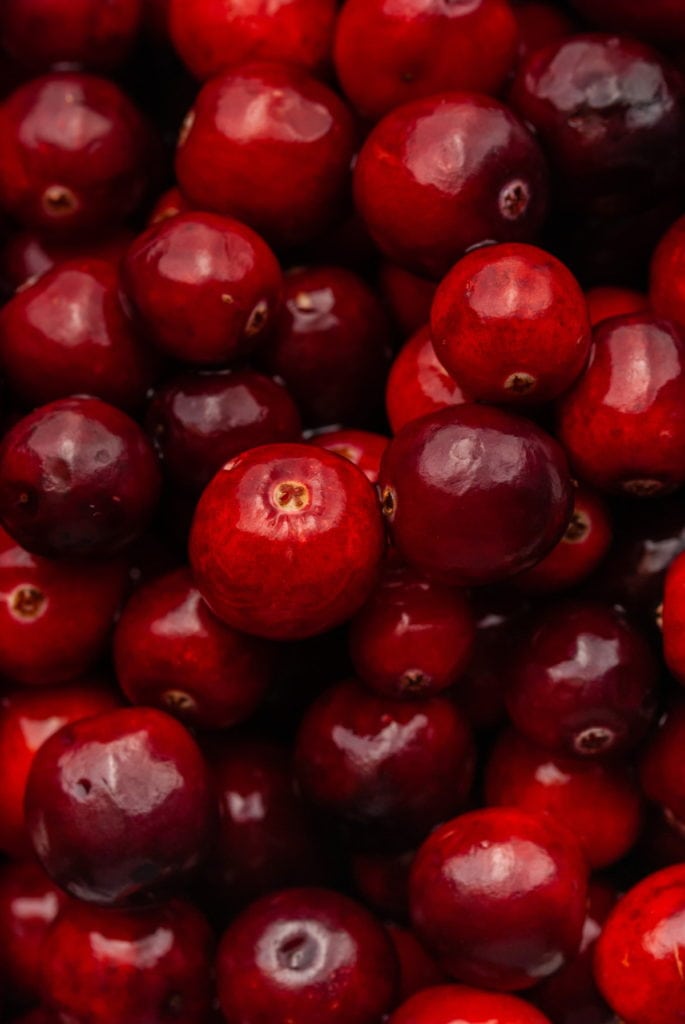 close up of fresh cranberries
