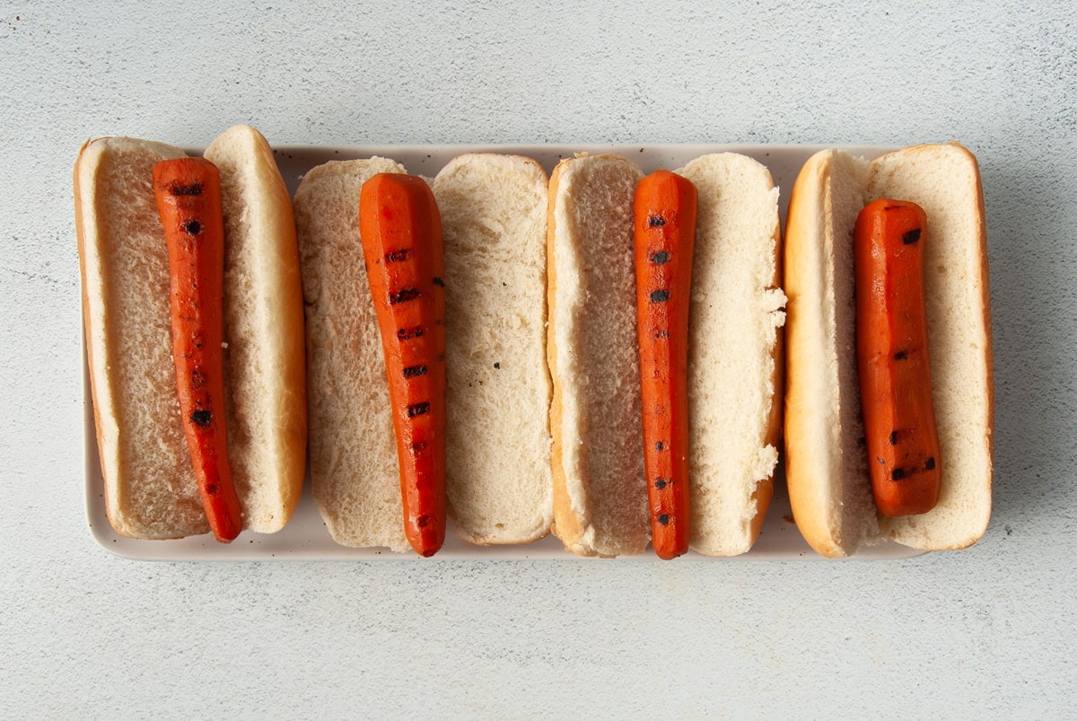 carrot dogs with grill marks