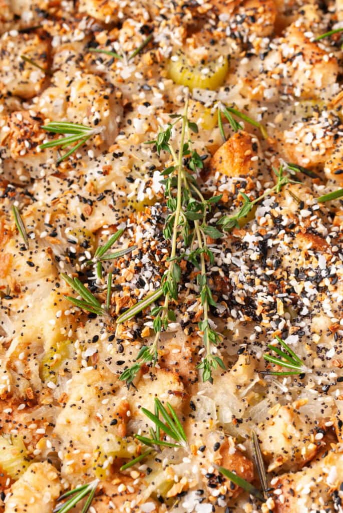 super close up of everything bagel seasoning