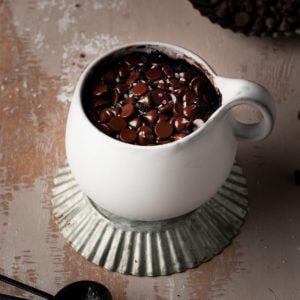 vegan mug brownie with flaky sea salt
