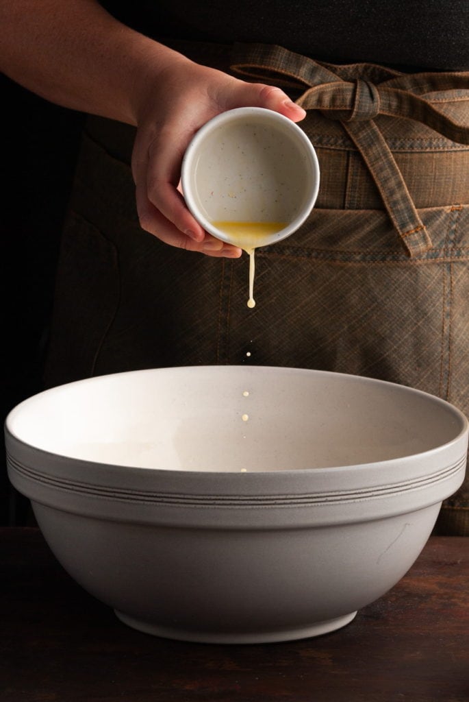 Adding melted butter to bread pudding