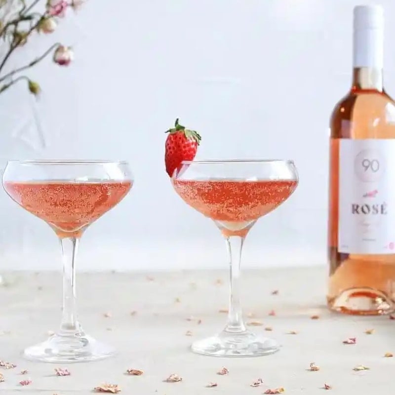 2 glasses of Rose Aperol Spritz