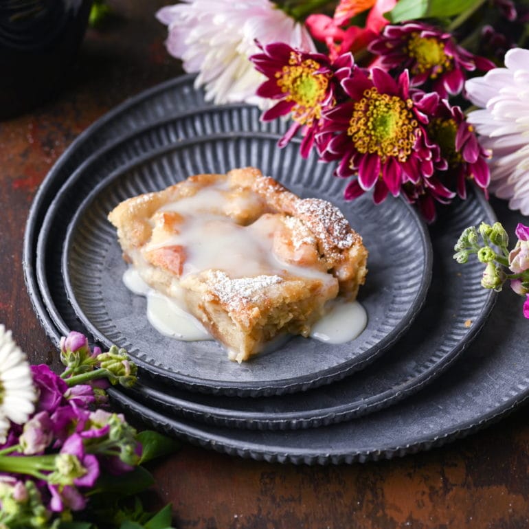 bread pudding smothered in brandy sauce