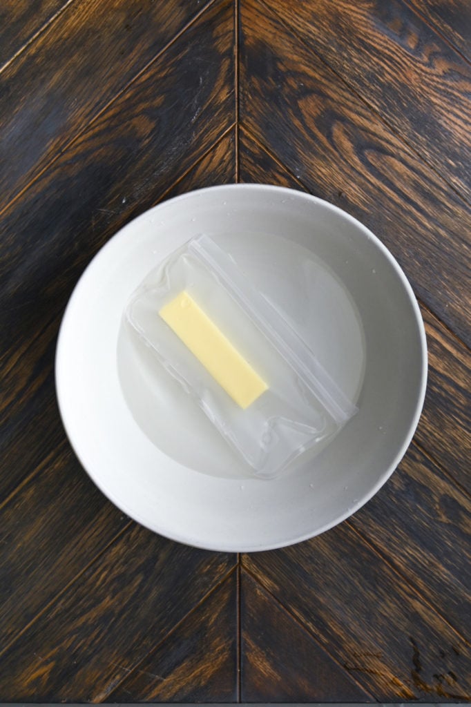 softening butter in a water bath
