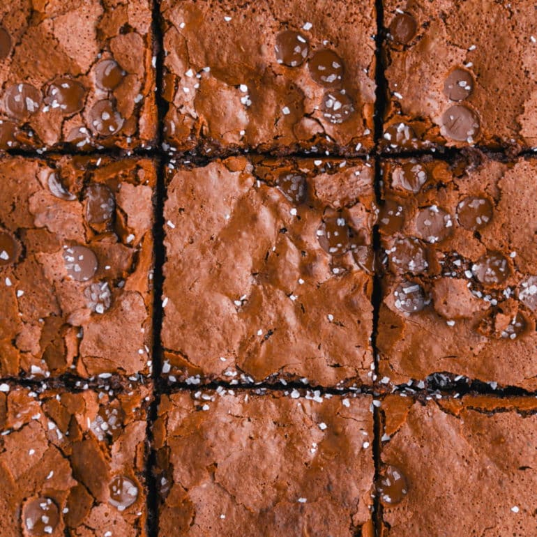 super close up of condensed milk brownies