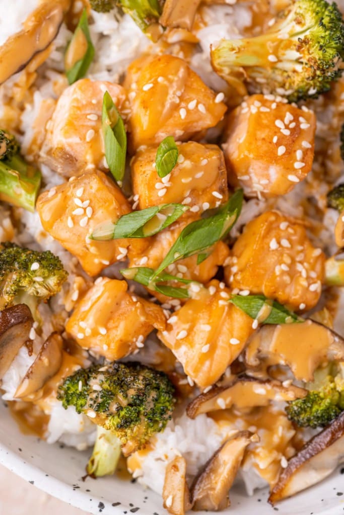 Close up of Spicy Salmon Bowl