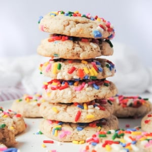 A stack of Vegan Rainbow Celebration Cookies