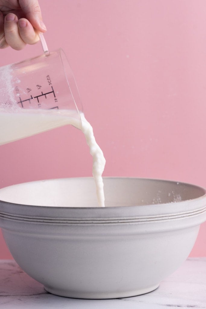 Adding homemade buttermilk to pancake mix to make fluffier pancakes