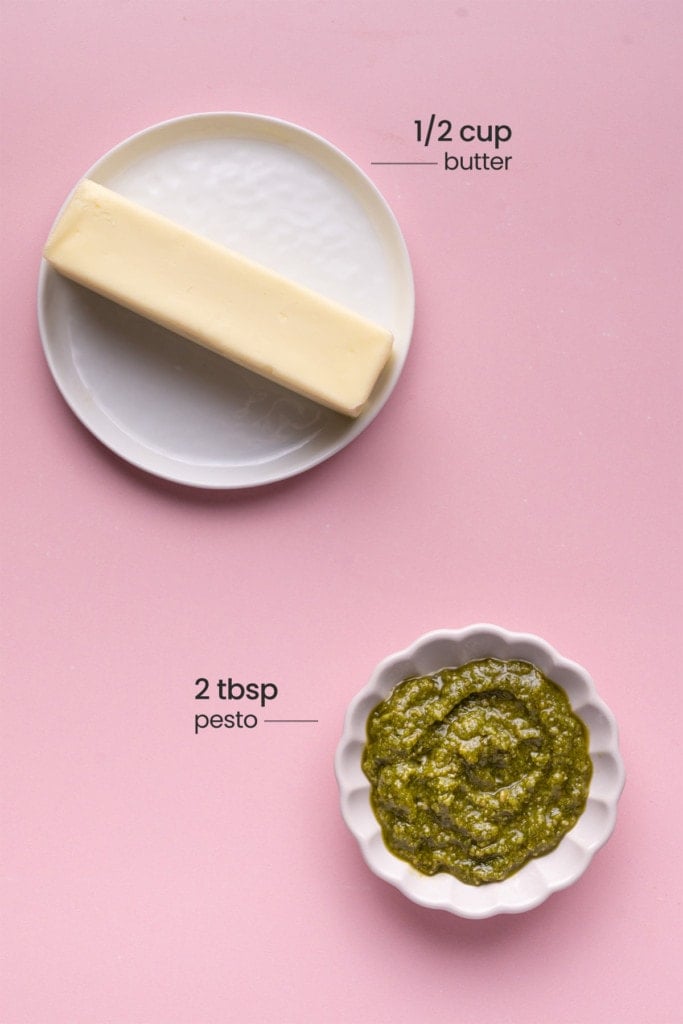 Pesto Butter Ingredients - just pesto and butter