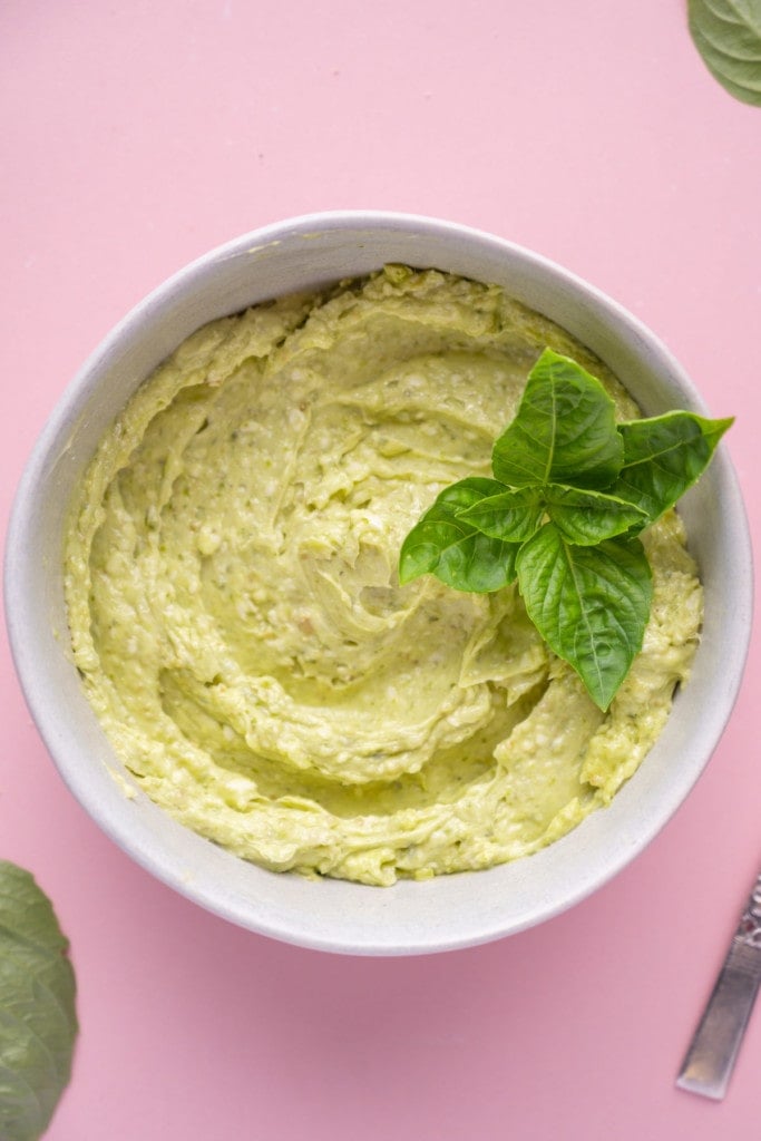 Bowl of 2-Ingredient Pesto Butter