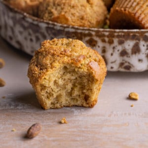 Pistachio Muffin with No Pudding Mix with bite taken out