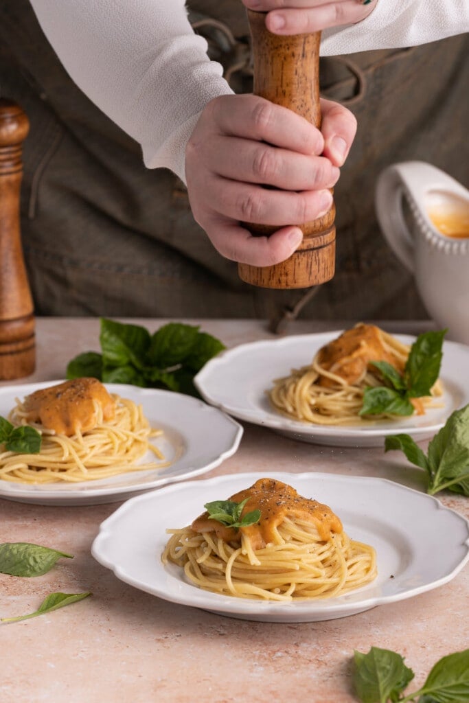 Sweetpotato Spaghetti with Sweetpotato Pasta Sauce - Bucket List Tummy