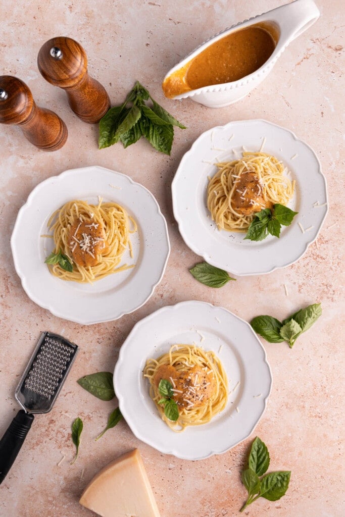 Sweetpotato Spaghetti with Sweetpotato Pasta Sauce - Bucket List Tummy