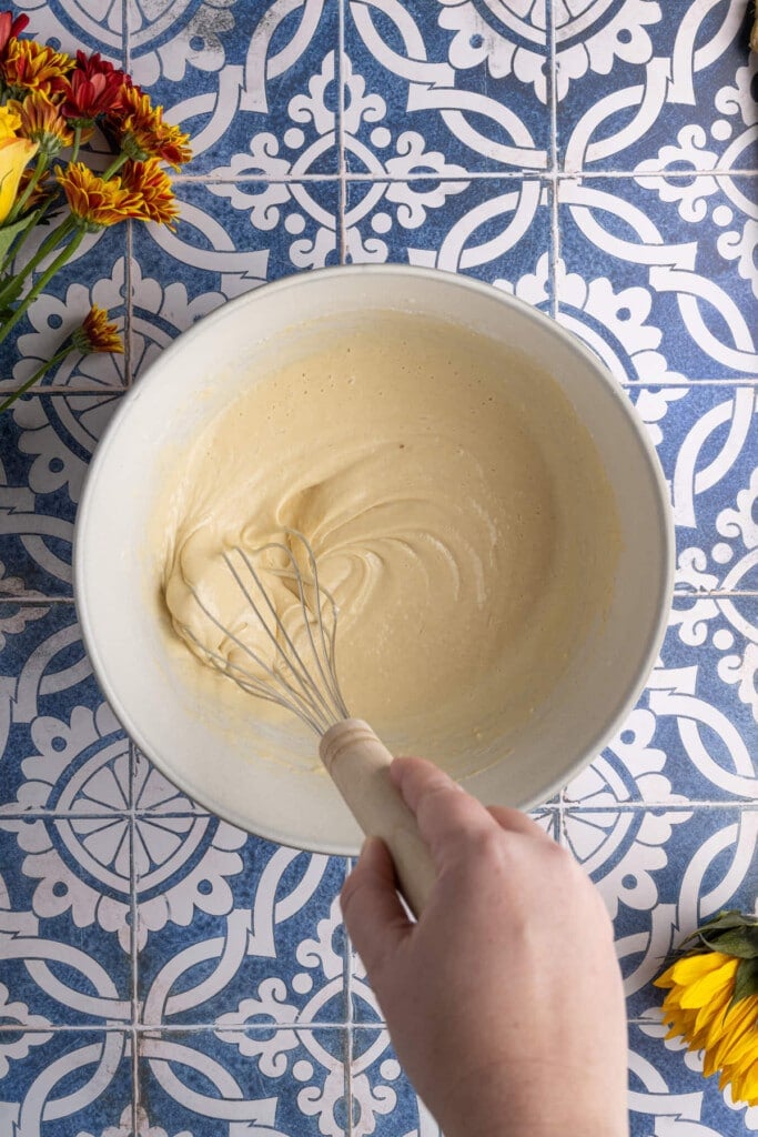 Whisking pancake batter