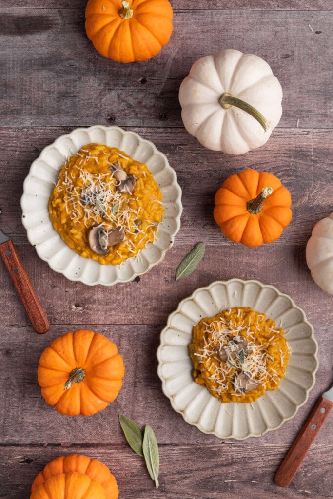 2 plates of Pumpkin Mushroom Risotto