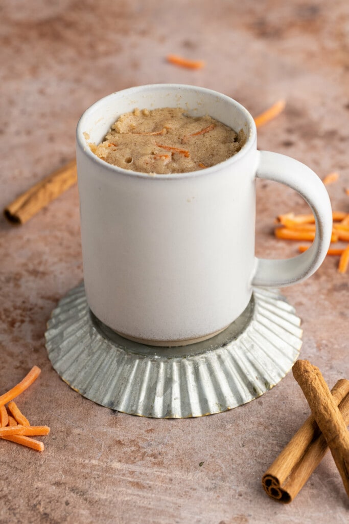 Single-serving carrot cake in a mug