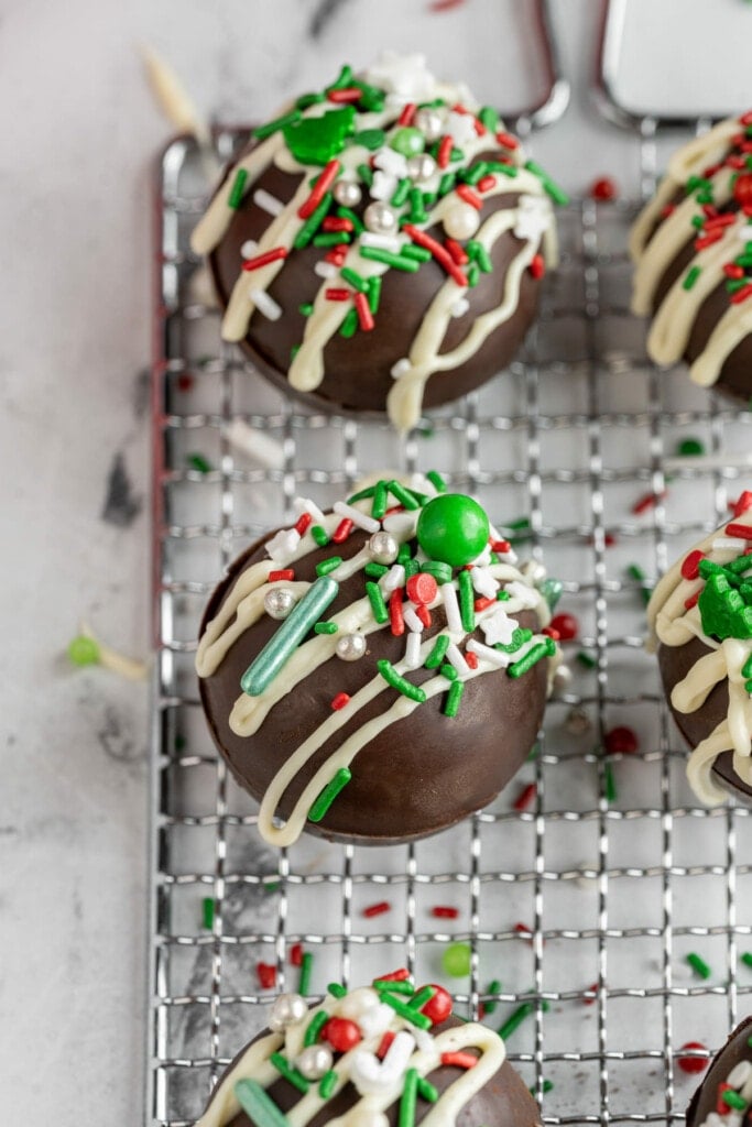 Close up of Christmas Hot Cocoa Bombs